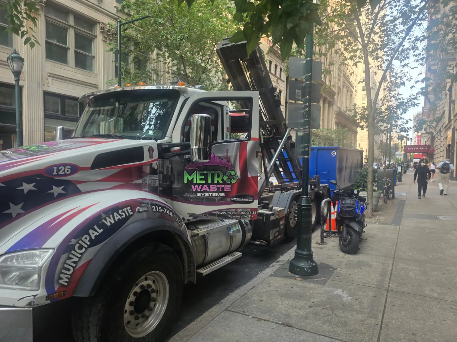Roll-off dumpster placed on a Philadelphia construction site