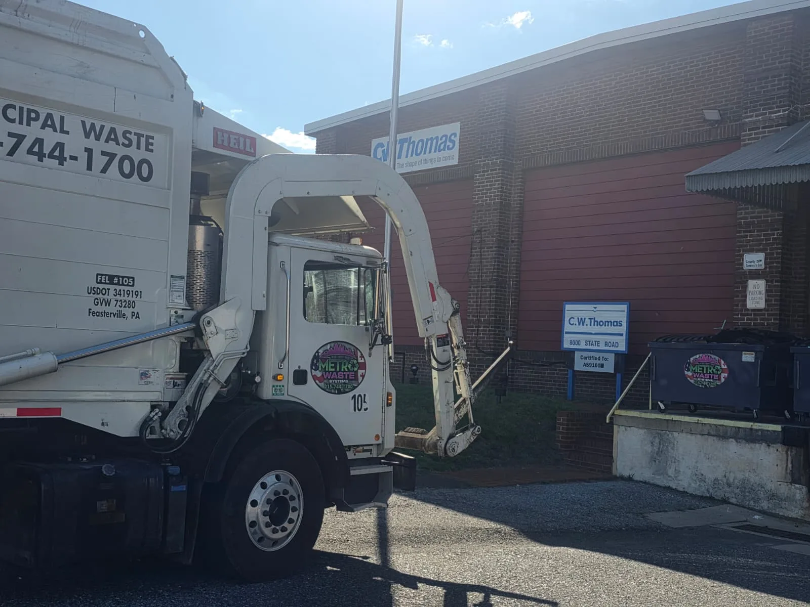Metro Waste Solutions front-load service in the Philadelphia metro area — real fleet photo 12