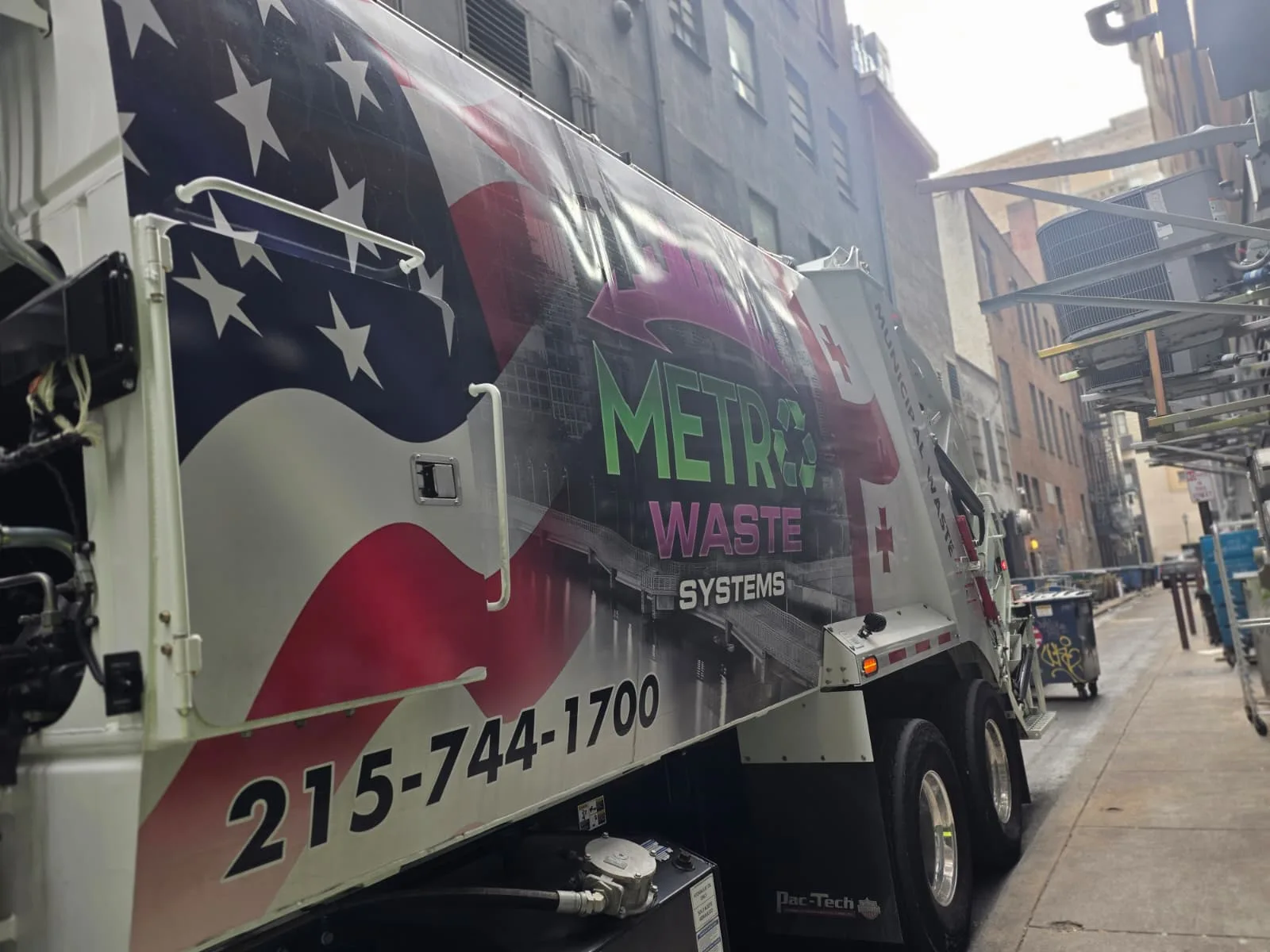 Metro Waste Solutions rear-load collection in the Philadelphia metro area — real fleet photo 37