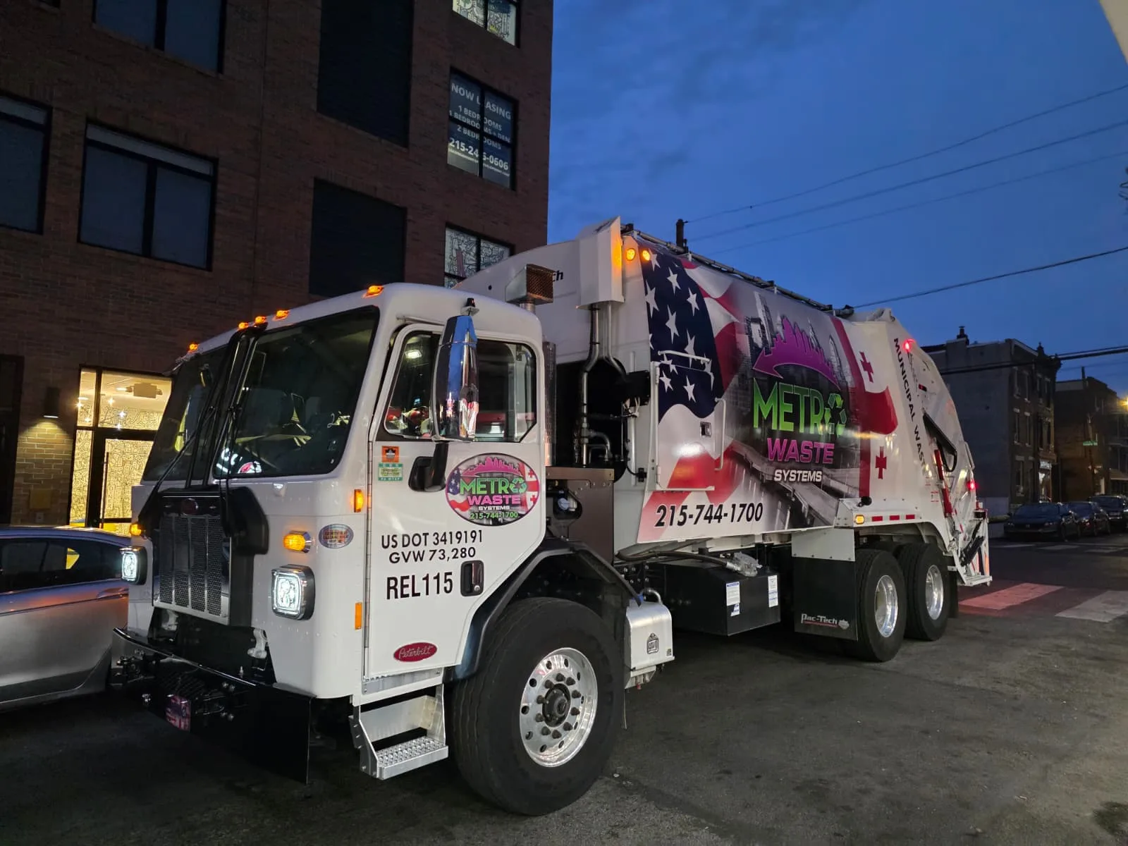 Metro Waste Solutions rear-load collection in the Philadelphia metro area — real fleet photo 57
