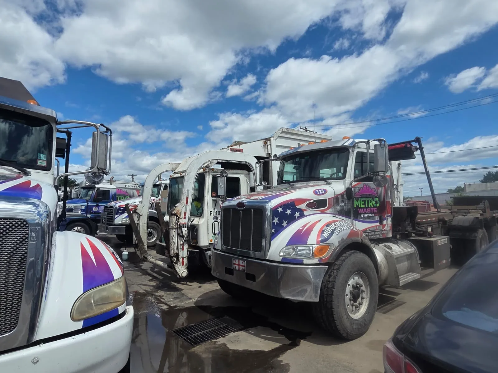 Metro Waste Solutions roll-off delivery in the Philadelphia metro area — real fleet photo 4